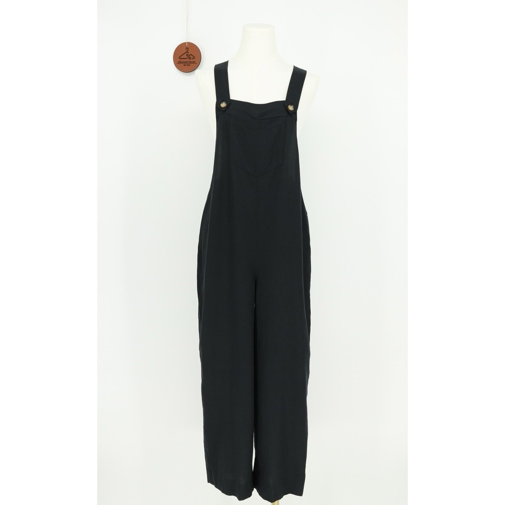 Whistles Black Wide-Leg Dungaree Jumpsuit